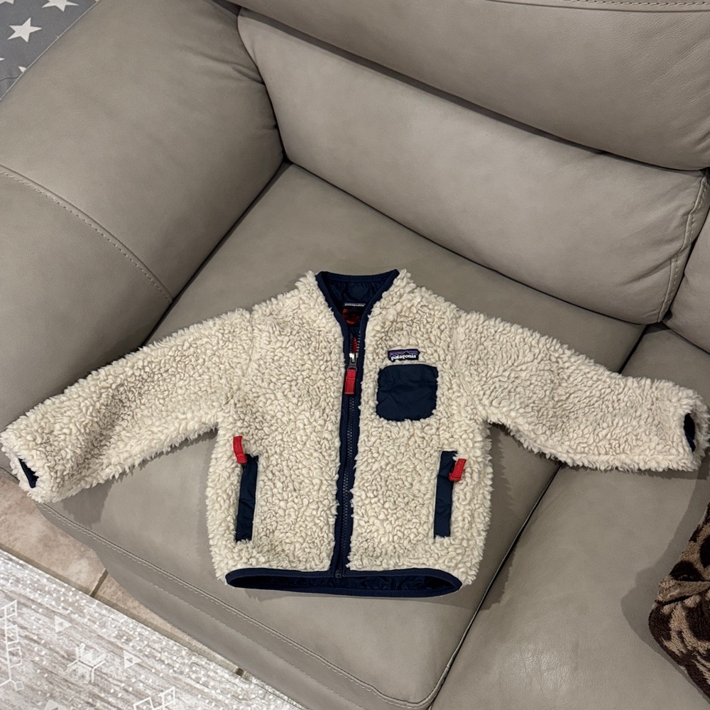 Patagonia Cozy Sherpa Fleece Jacket with Navy Accents